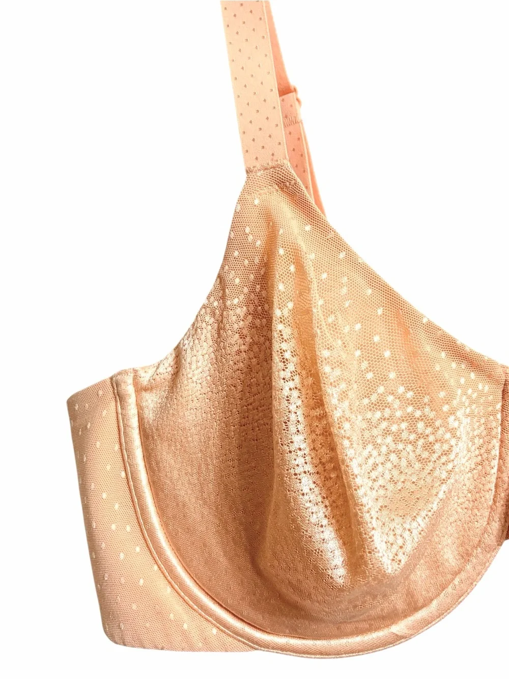 Wacoal Back Appeal Underwire Bra Womens 40D Peach Lightly Lined Lace Breathable